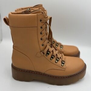 Sam Edelman Circus Vegan Combat Moto Boot Size 10 Camel Brown Tan‎